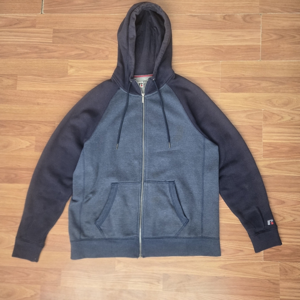 Russell Athletic Navy Zip-Up Hoodie Size Large